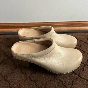 Dansko Cream Leather Clogs